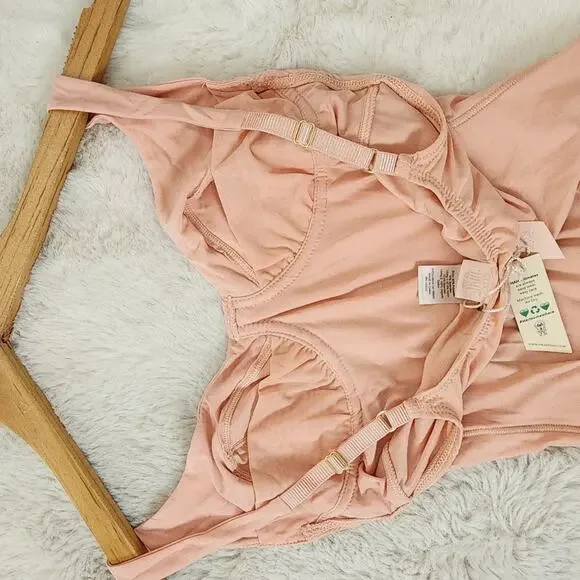 We Are Hah Eyes On Top Lace One-Piece Bodysuit Copper Rose Pink NWT S - Picture 9 of 11